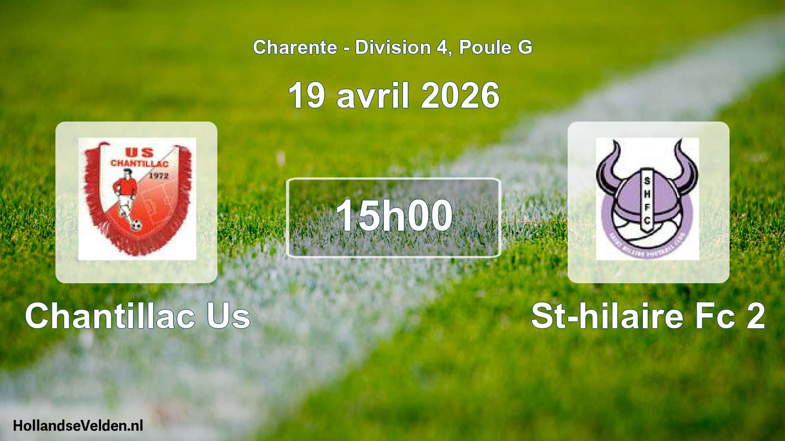 Geplande wedstrijd: Chantillac Us - St-hilaire Fc 2 (19 avril 2026)