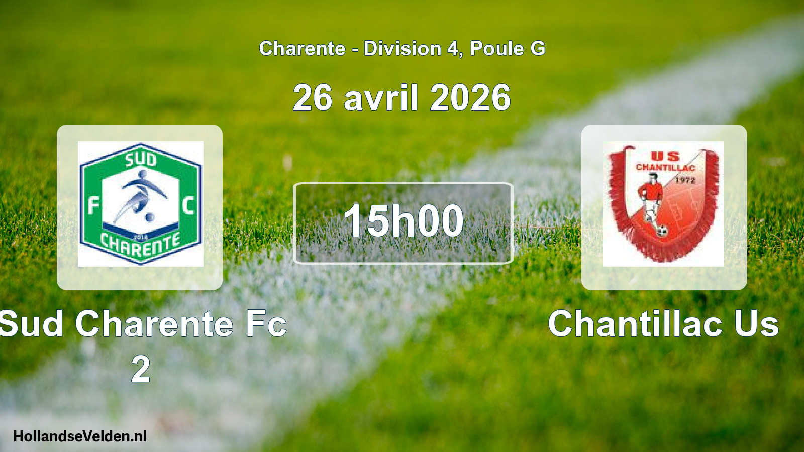 Scheduled Match: Sud Charente Fc 2 - Chantillac Us (26 April 2026)