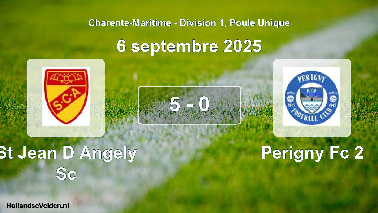 Gespeelde wedstrijd: St Jean D Angely Sc - Perigny Fc 2 5 - 0 (6 septembre 2025)