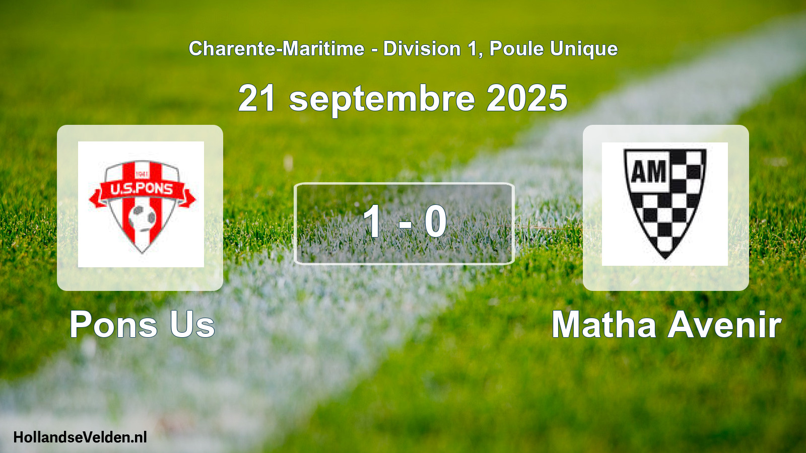 Gespeelde wedstrijd: Pons Us - Matha Avenir 1 - 0 (21 septembre 2025)