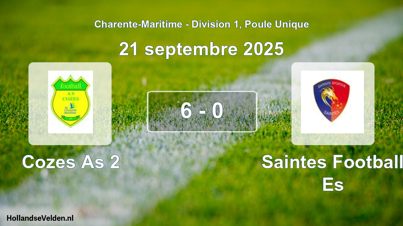 Gespeelde wedstrijd: Cozes As 2 - Saintes Football Es 6 - 0 (21 septembre 2025)