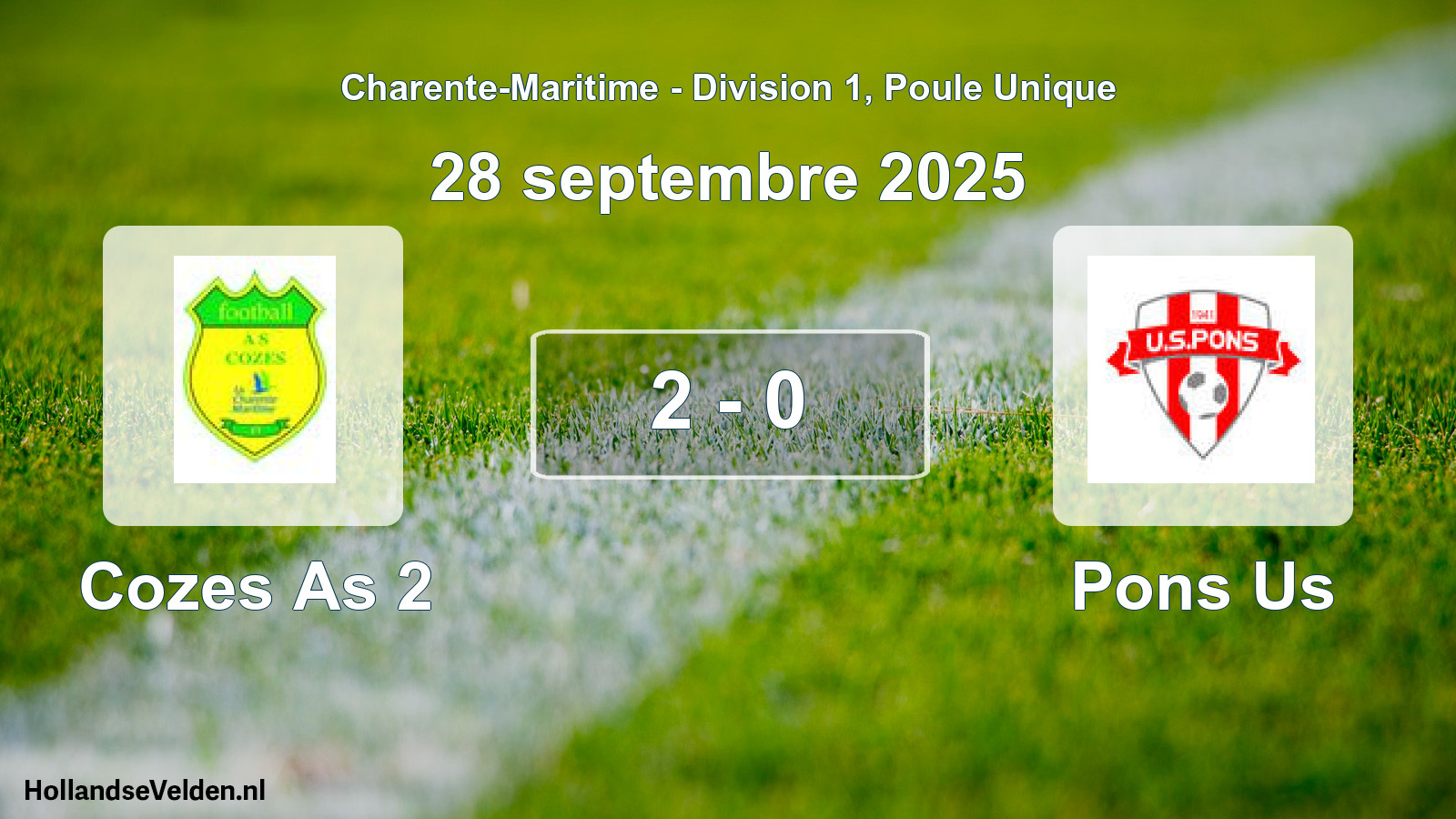 Gespeelde wedstrijd: Cozes As 2 - Pons Us 2 - 0 (28 septembre 2025)