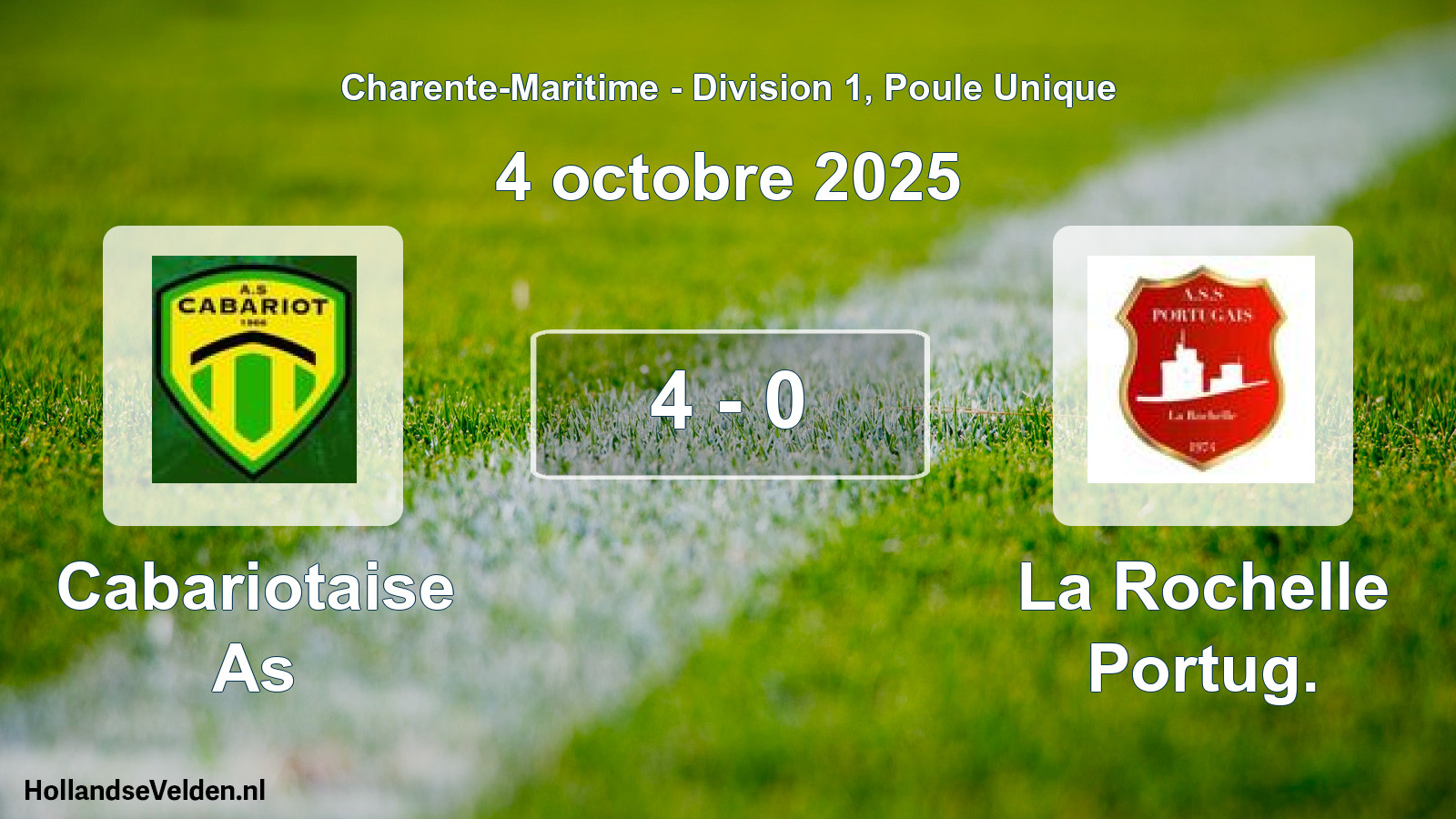 Gespeelde wedstrijd: Cabariotaise As - La Rochelle Portug. 4 - 0 (4 octobre 2025)