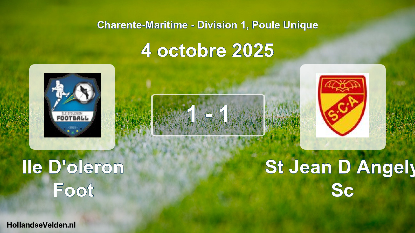Gespeelde wedstrijd: Ile D'oleron Foot - St Jean D Angely Sc 1 - 1 (4 octobre 2025)