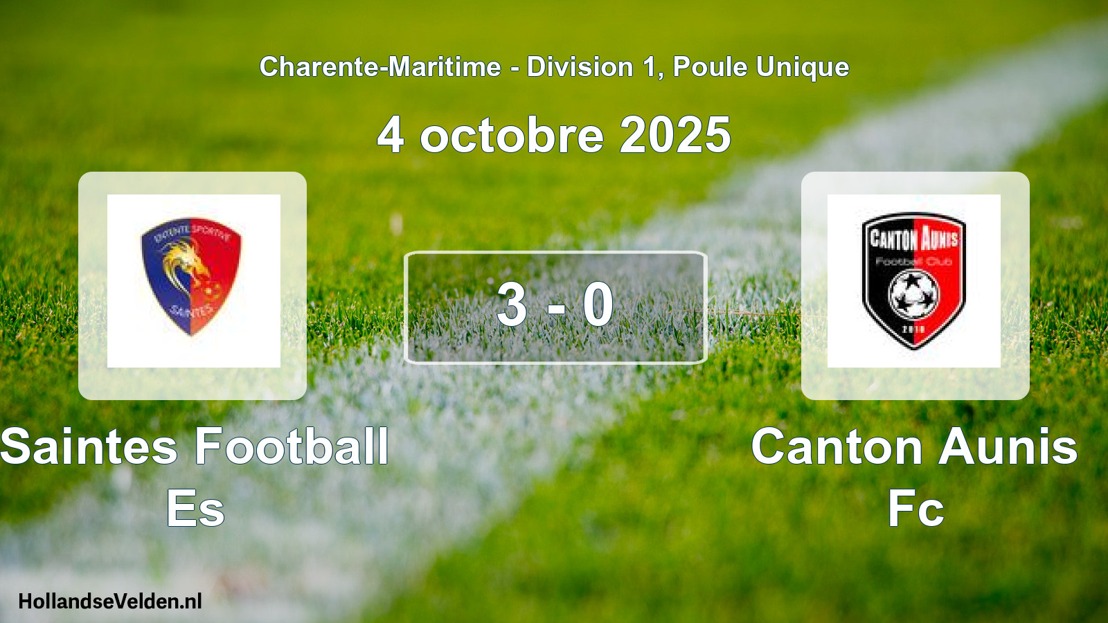 Gespeelde wedstrijd: Saintes Football Es - Canton Aunis Fc 3 - 0 (4 octobre 2025)