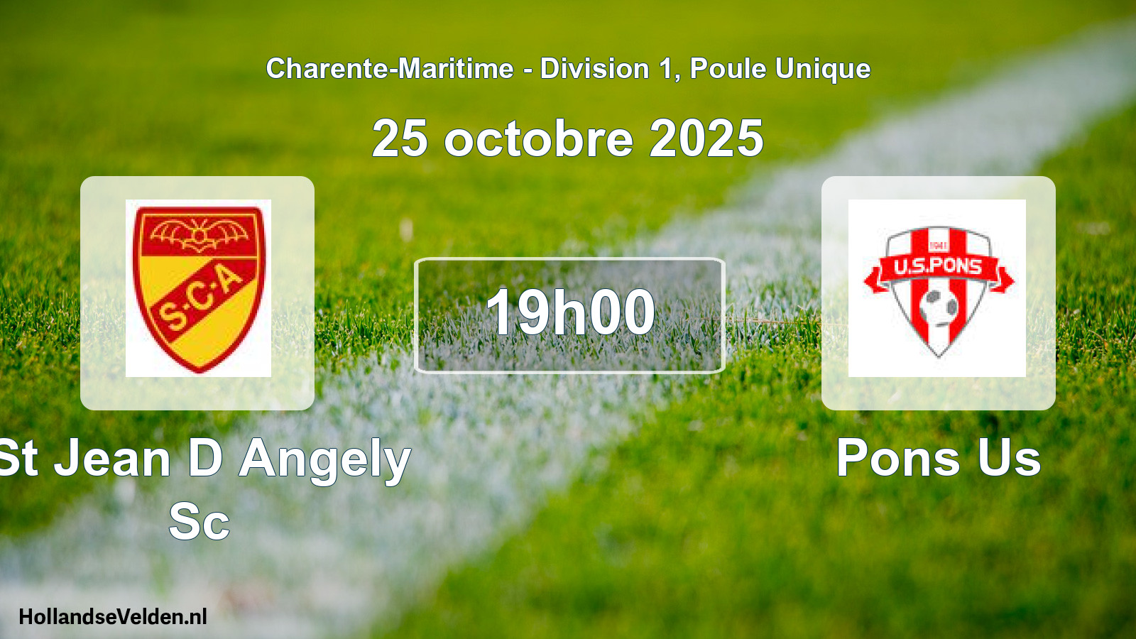 Geplande wedstrijd: St Jean D Angely Sc - Pons Us (25 octobre 2025)