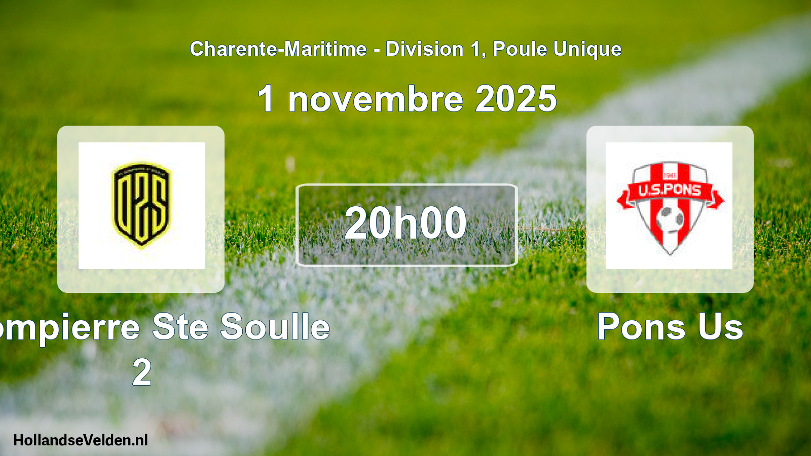 Geplande wedstrijd: Dompierre Ste Soulle 2 - Pons Us (1 novembre 2025)