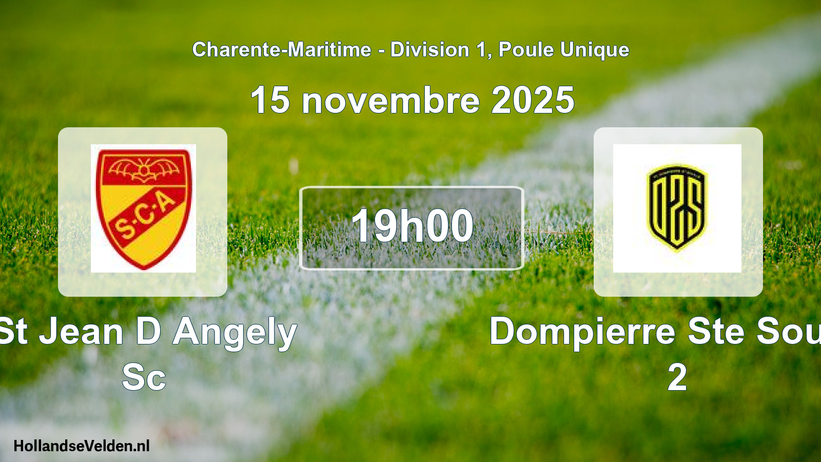 Geplande wedstrijd: St Jean D Angely Sc - Dompierre Ste Soulle 2 (15 novembre 2025)