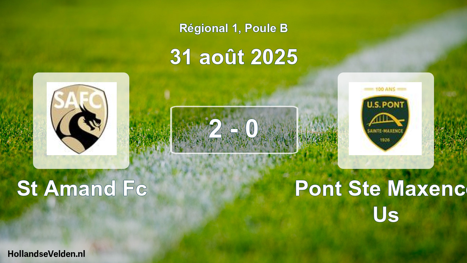 Gespeelde wedstrijd: St Amand Fc - Pont Ste Maxence Us 2 - 0 (31 août 2025)