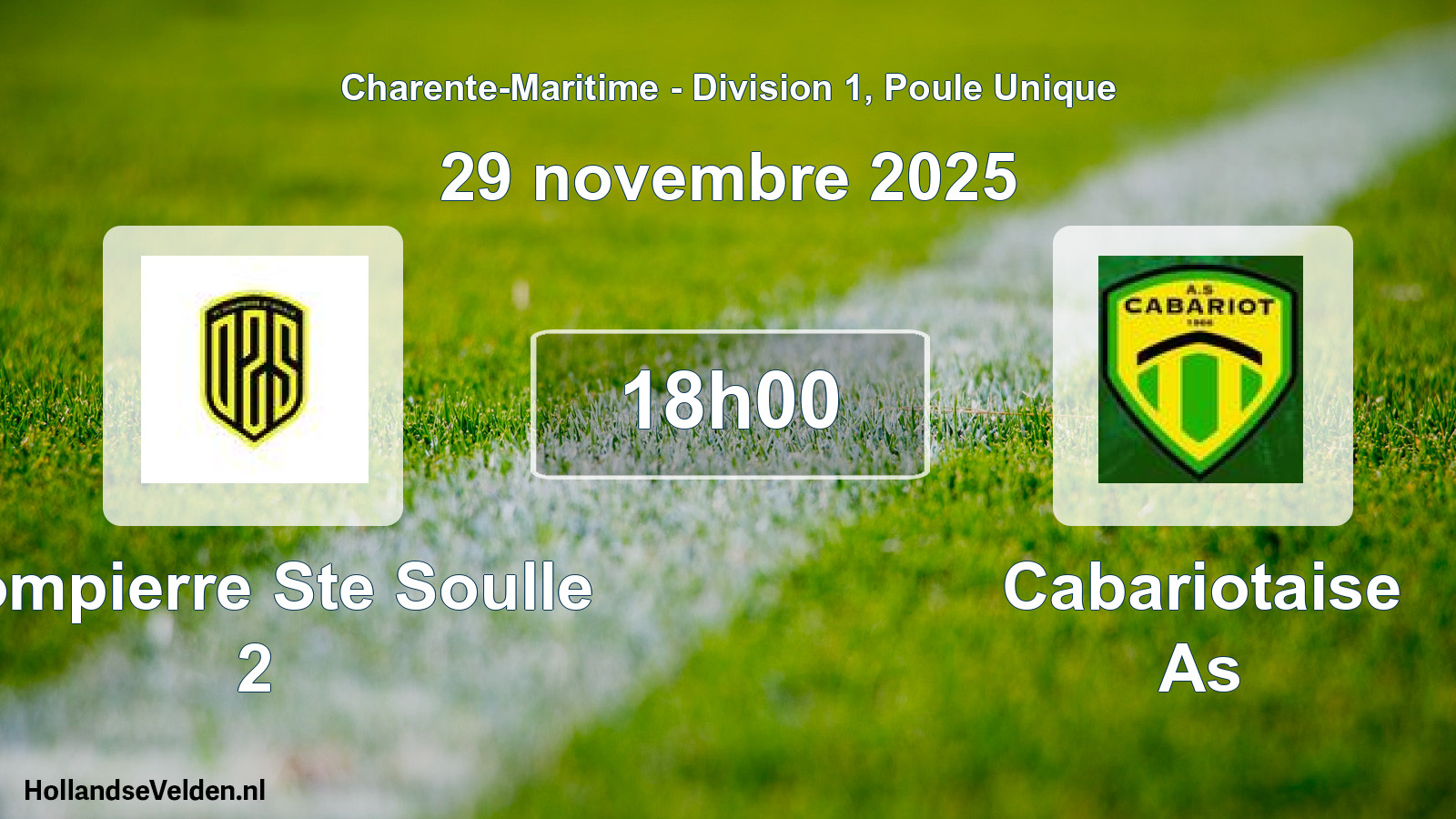 Geplande wedstrijd: Dompierre Ste Soulle 2 - Cabariotaise As (29 novembre 2025)