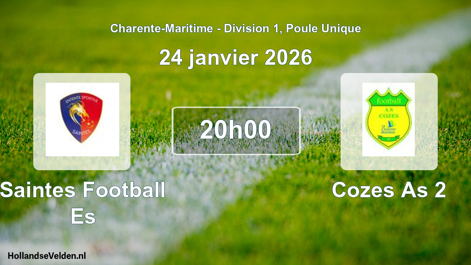Scheduled Match: Saintes Football Es - Cozes As 2 (24 January 2026)