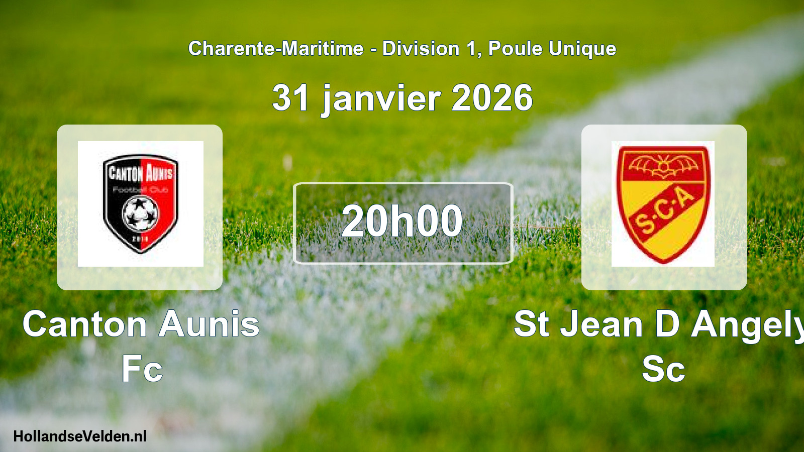 Geplande wedstrijd: Canton Aunis Fc - St Jean D Angely Sc (31 janvier 2026)