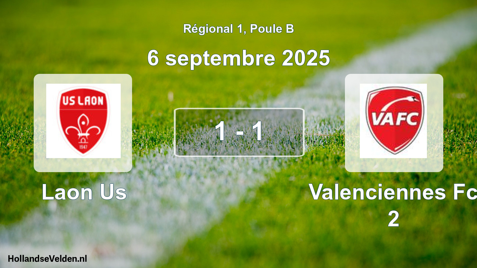 Gespeelde wedstrijd: Laon Us - Valenciennes Fc 2 1 - 1 (6 september 2025)