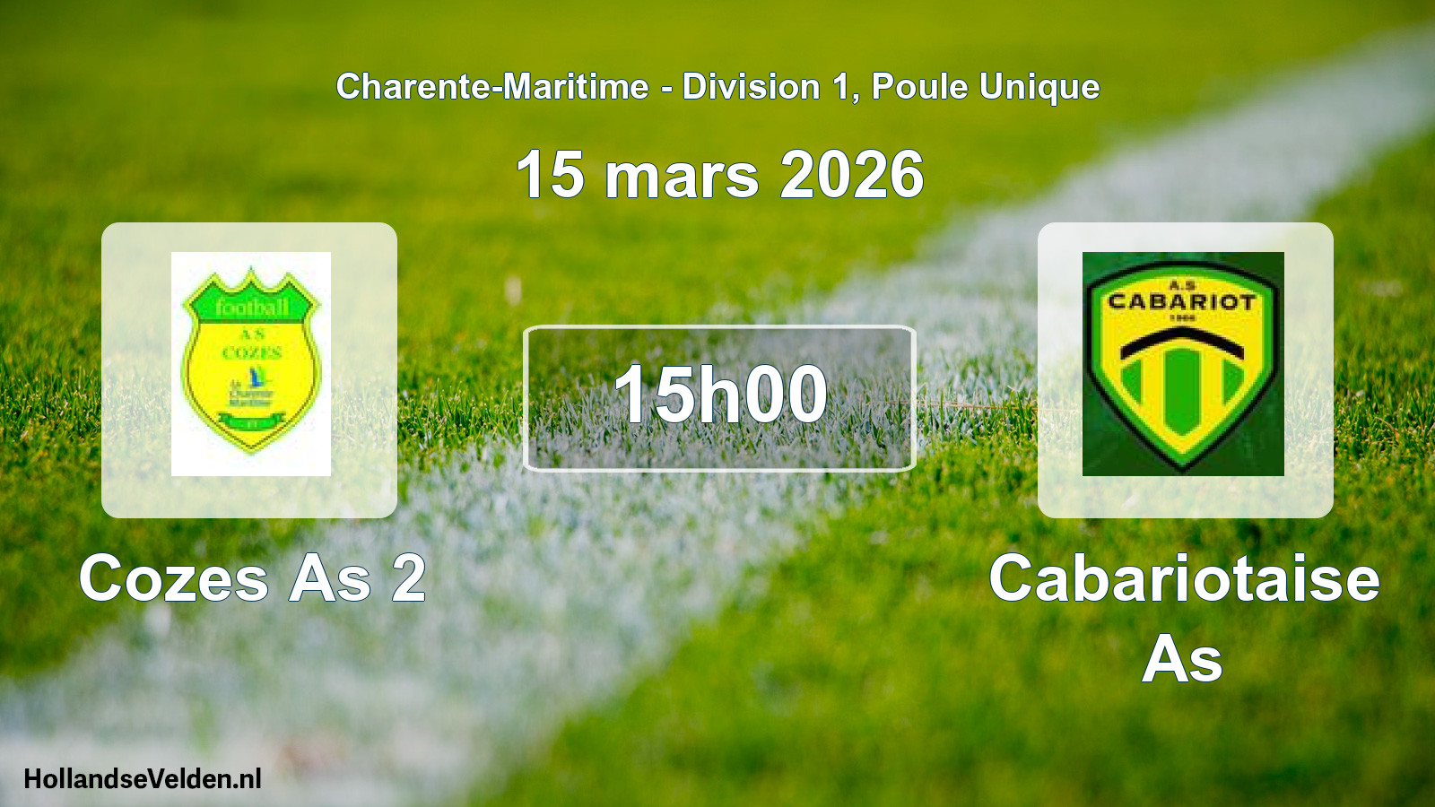 Geplande wedstrijd: Cozes As 2 - Cabariotaise As (15 mars 2026)