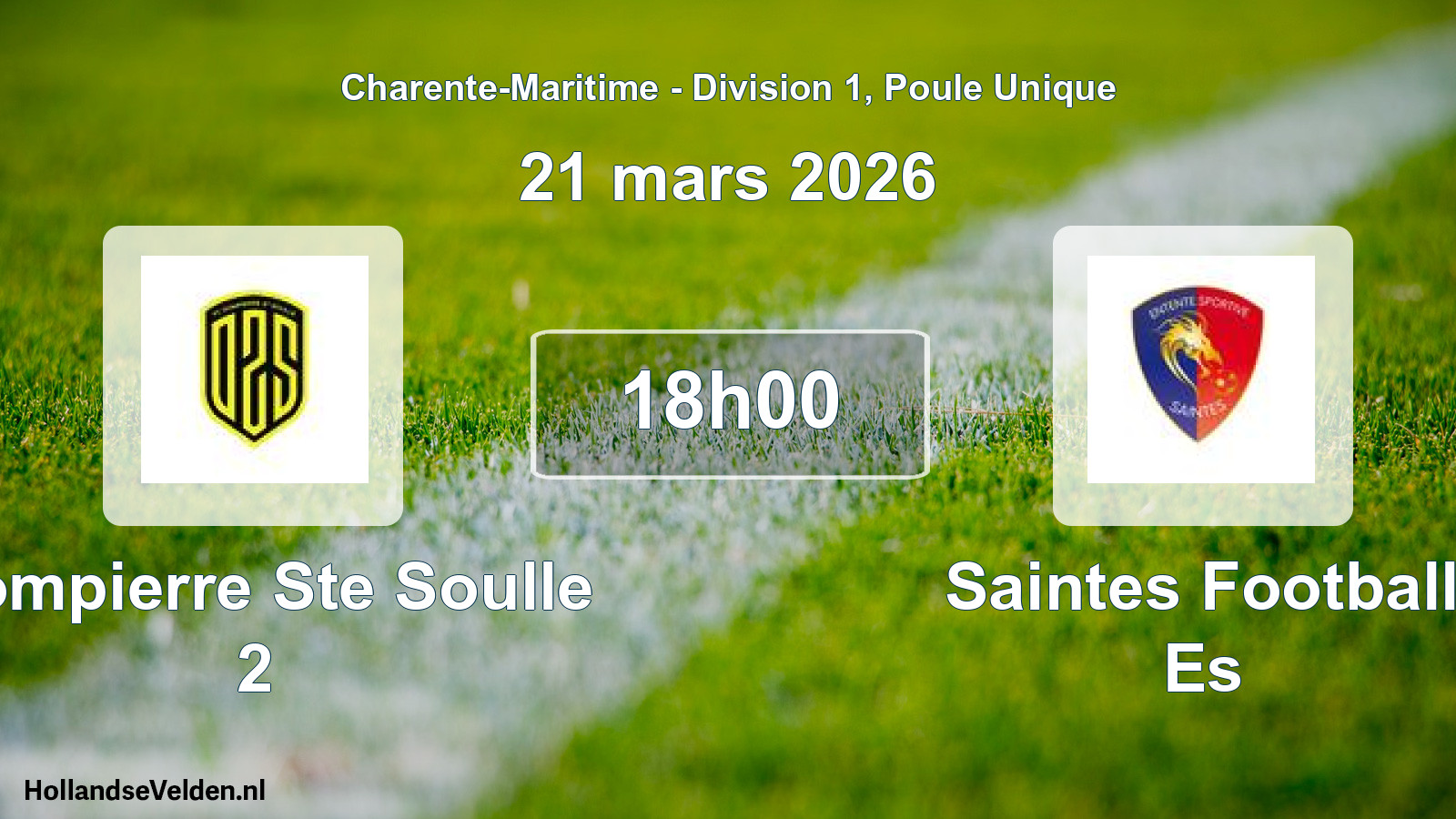Geplande wedstrijd: Dompierre Ste Soulle 2 - Saintes Football Es (21 mars 2026)