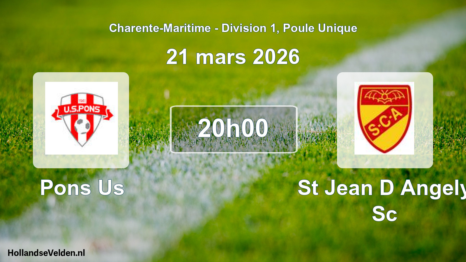 Geplande wedstrijd: Pons Us - St Jean D Angely Sc (21 mars 2026)