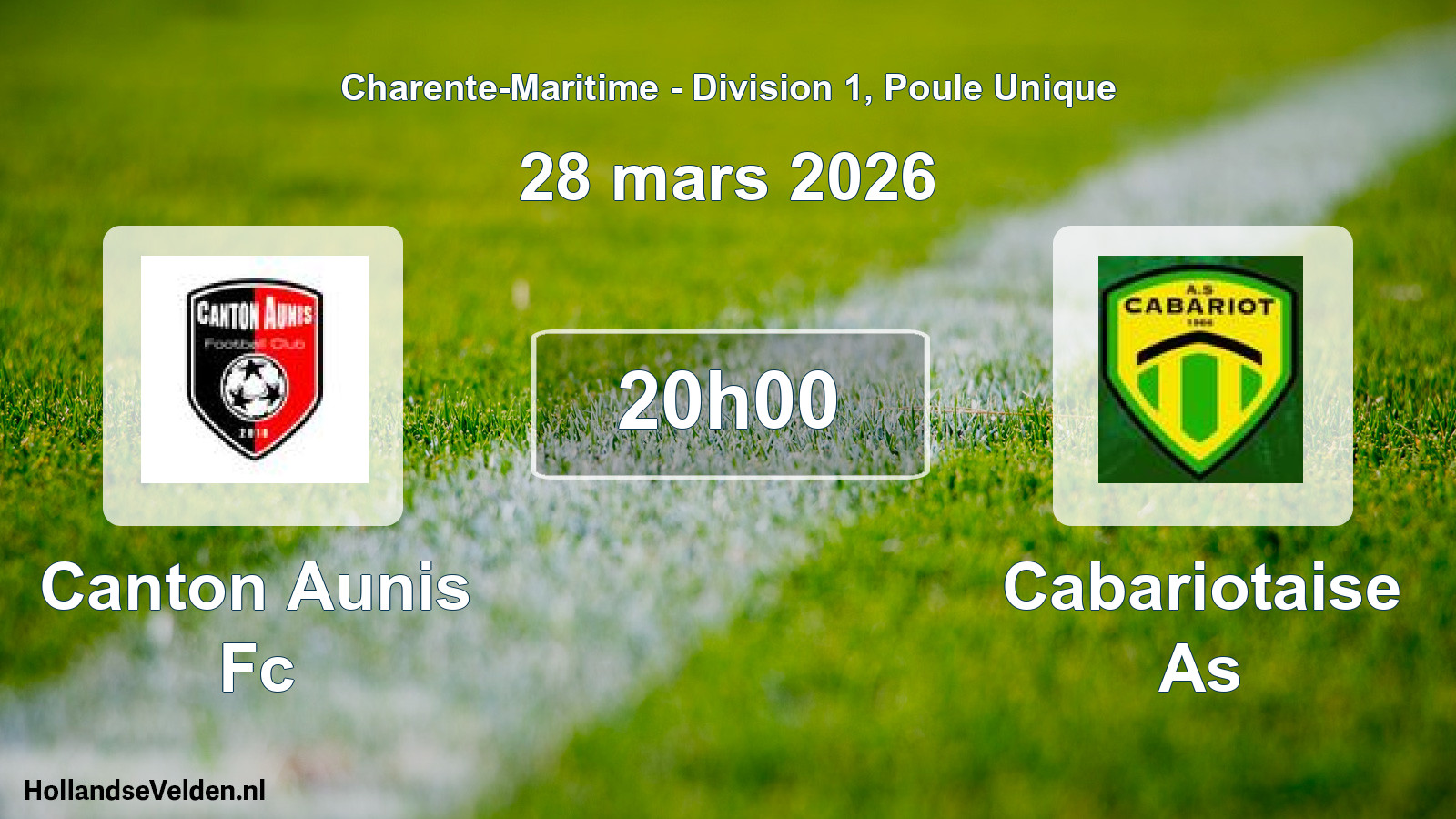 Geplande wedstrijd: Canton Aunis Fc - Cabariotaise As (28 mars 2026)