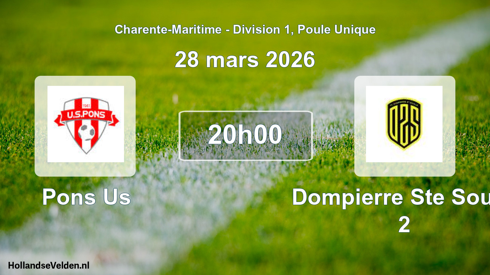 Geplande wedstrijd: Pons Us - Dompierre Ste Soulle 2 (28 mars 2026)