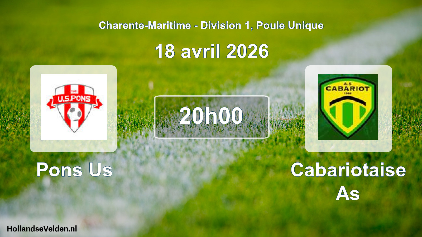 Geplande wedstrijd: Pons Us - Cabariotaise As (18 avril 2026)