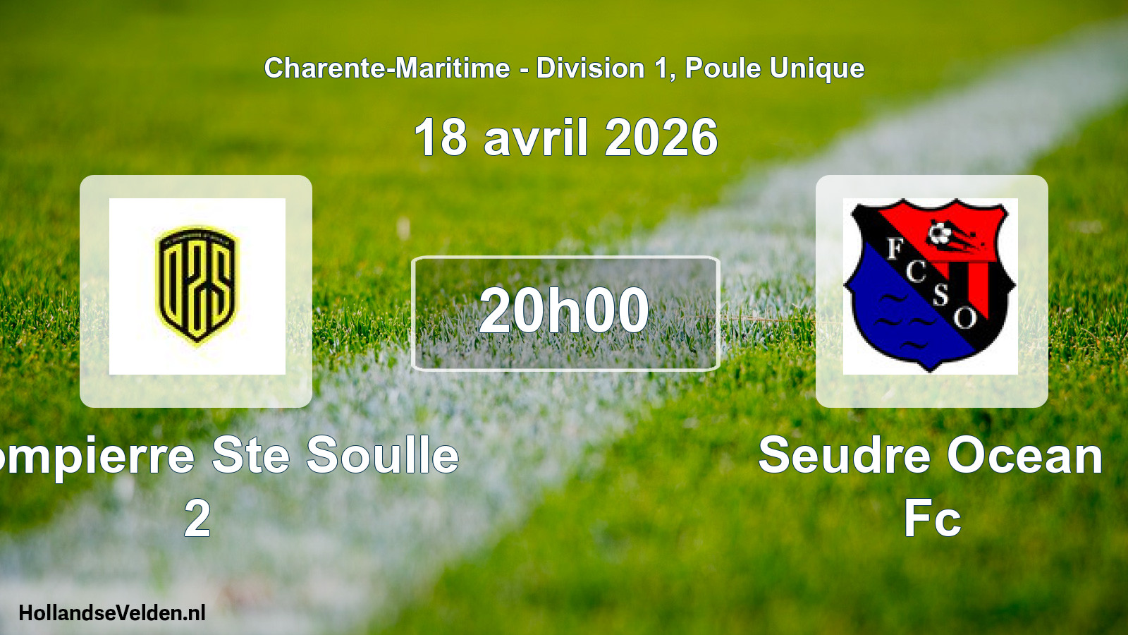 Geplande wedstrijd: Dompierre Ste Soulle 2 - Seudre Ocean Fc (18 avril 2026)