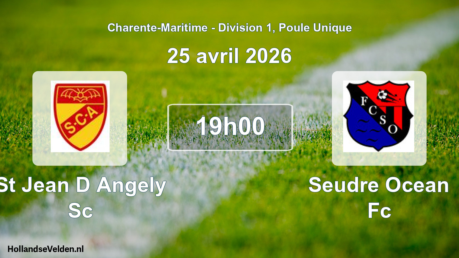 Geplande wedstrijd: St Jean D Angely Sc - Seudre Ocean Fc (25 avril 2026)