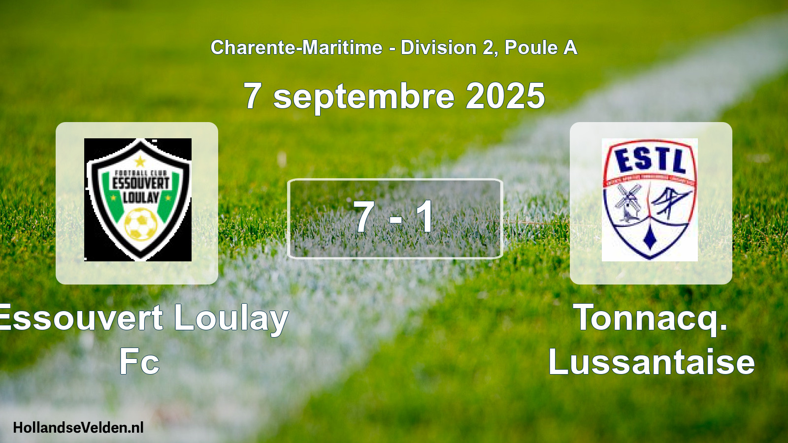 Gespeelde wedstrijd: Essouvert Loulay Fc - Tonnacq. Lussantaise 7 - 1 (7 septembre 2025)