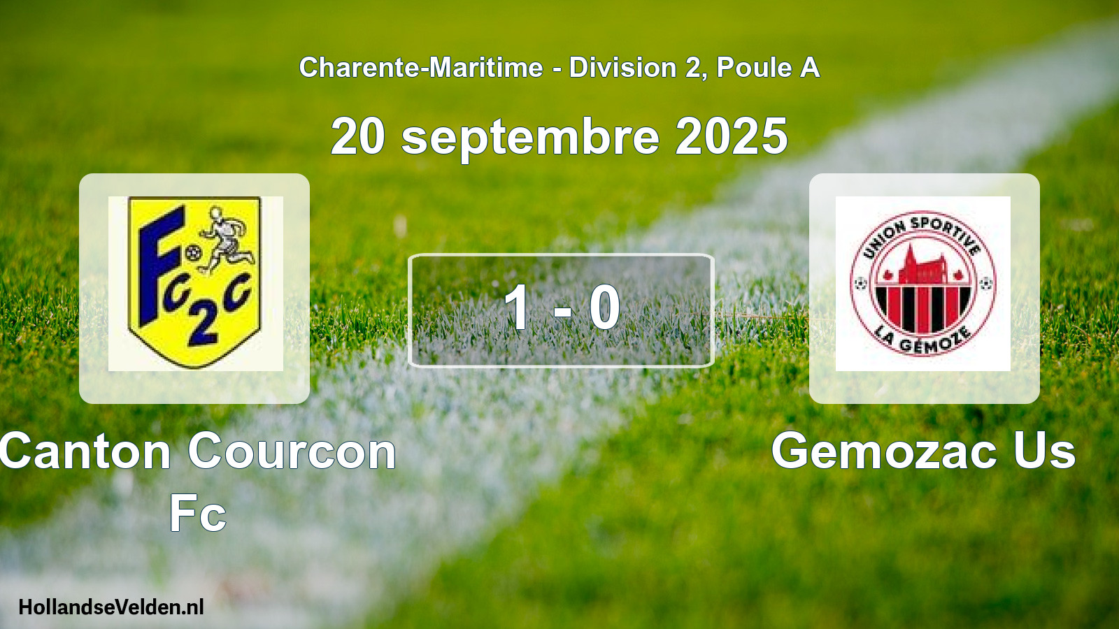 Total number of matches played: Canton Courcon Fc - Gemozac Us 1 - 0 (20 September 2025)