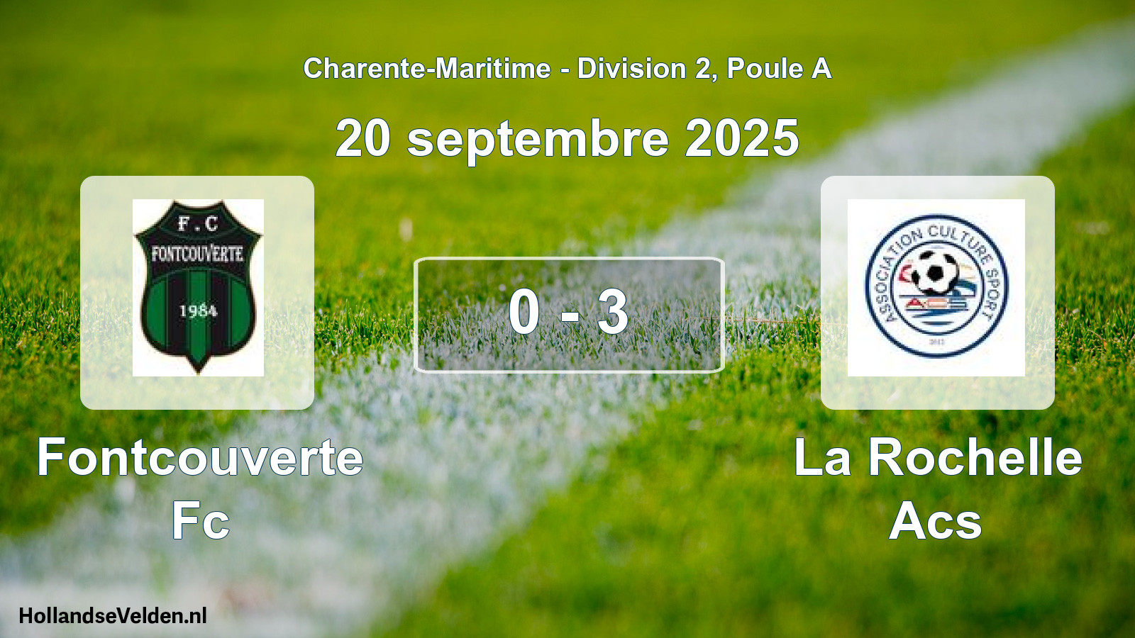 Gespeelde wedstrijd: Fontcouverte Fc - La Rochelle Acs 0 - 3 (20 septembre 2025)