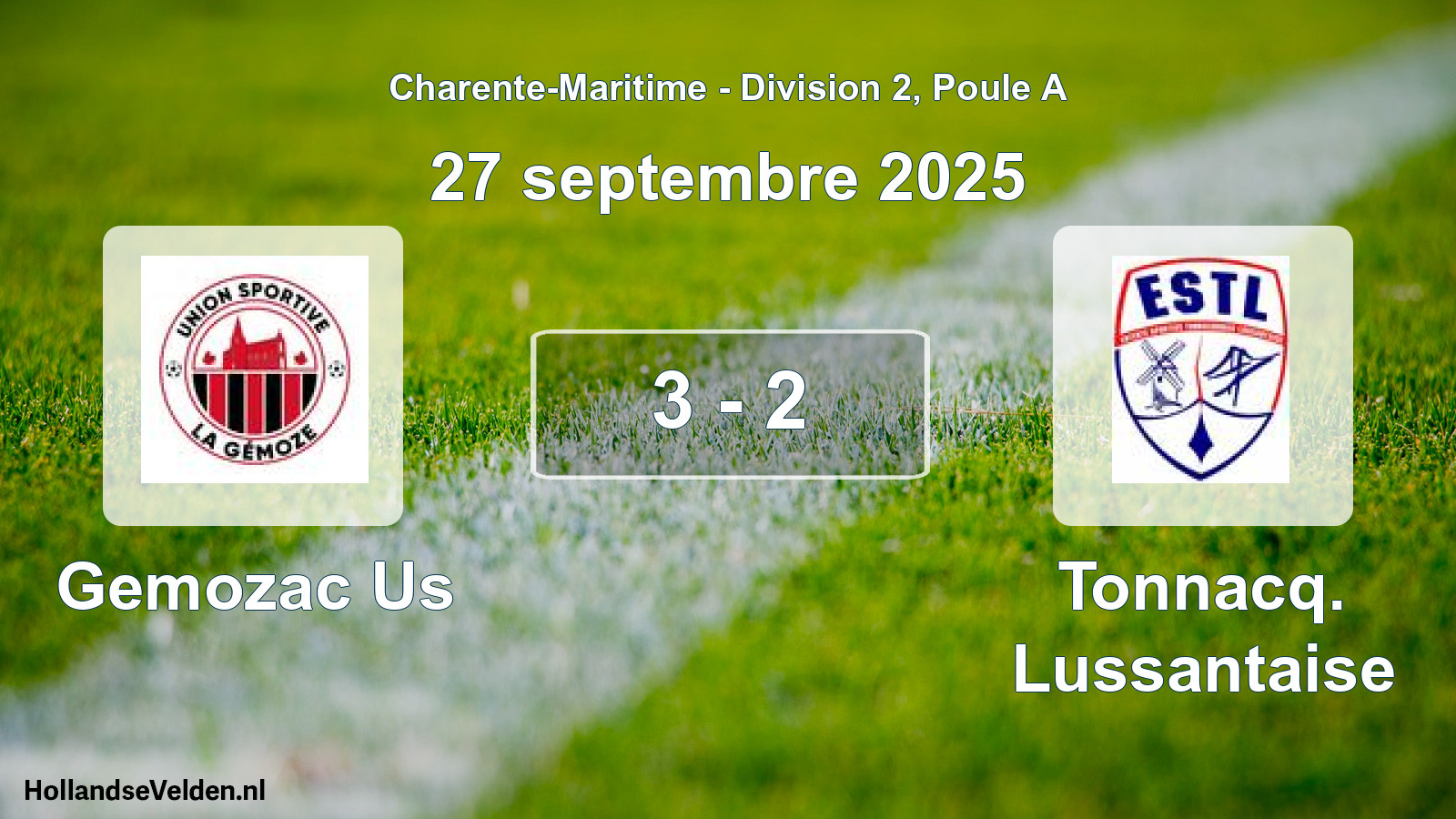 Gespeelde wedstrijd: Gemozac Us - Tonnacq. Lussantaise 3 - 2 (27 septembre 2025)