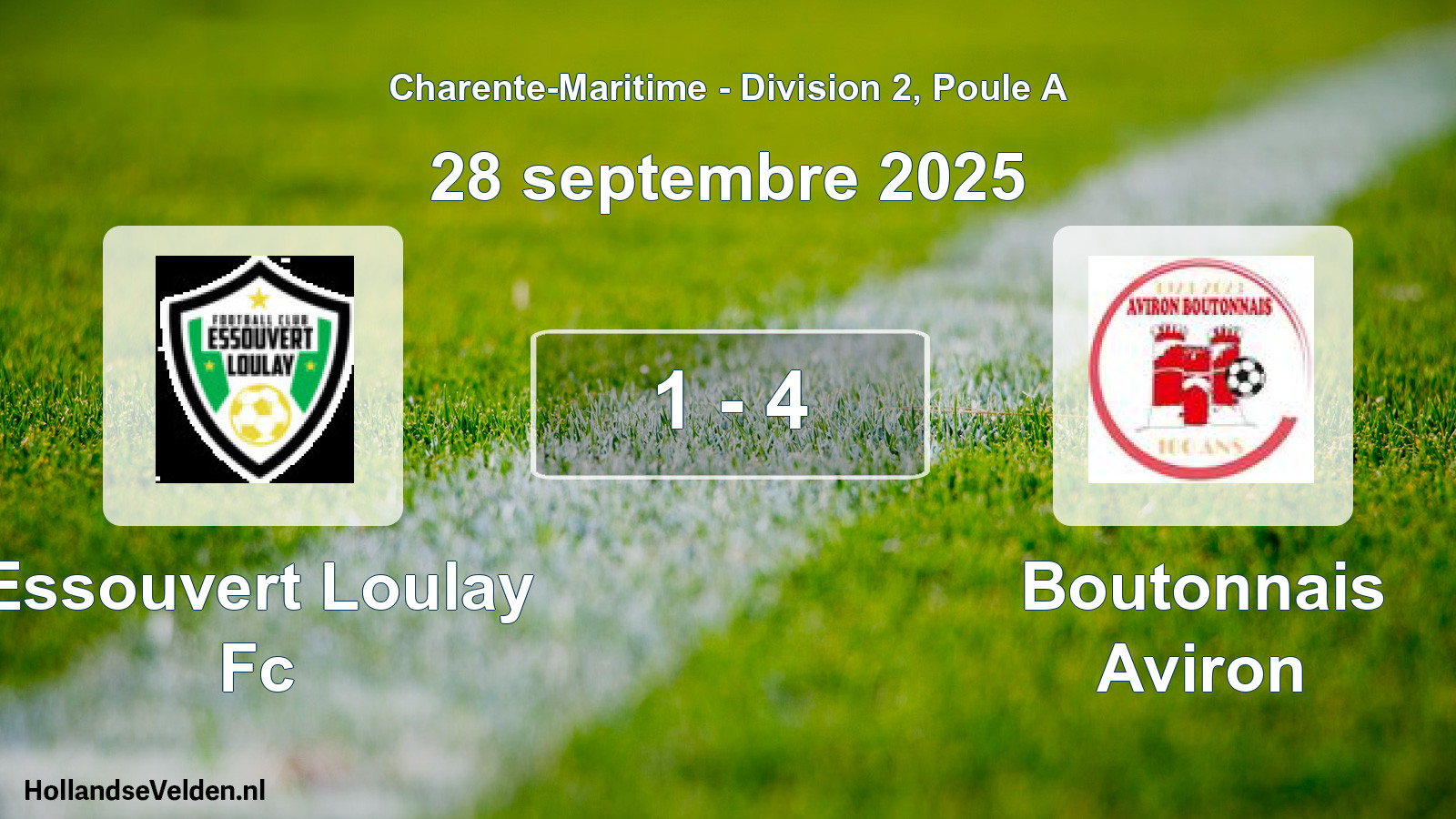 Gespeelde wedstrijd: Essouvert Loulay Fc - Boutonnais Aviron 1 - 4 (28 septembre 2025)