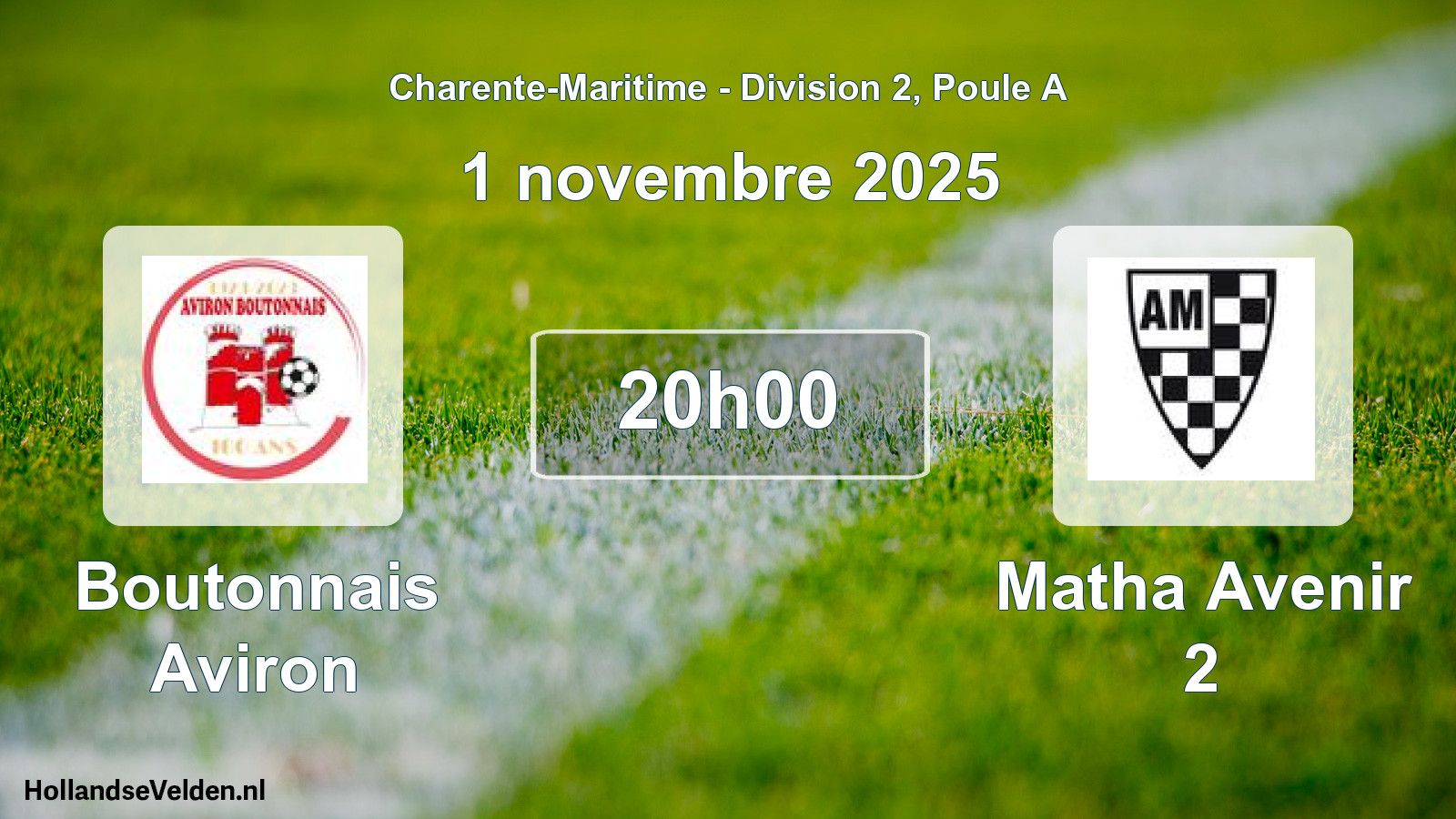 Geplande wedstrijd: Boutonnais Aviron - Matha Avenir 2 (1 novembre 2025)
