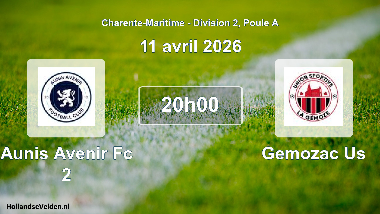 Scheduled Match: Aunis Avenir Fc 2 - Gemozac Us (11 April 2026)