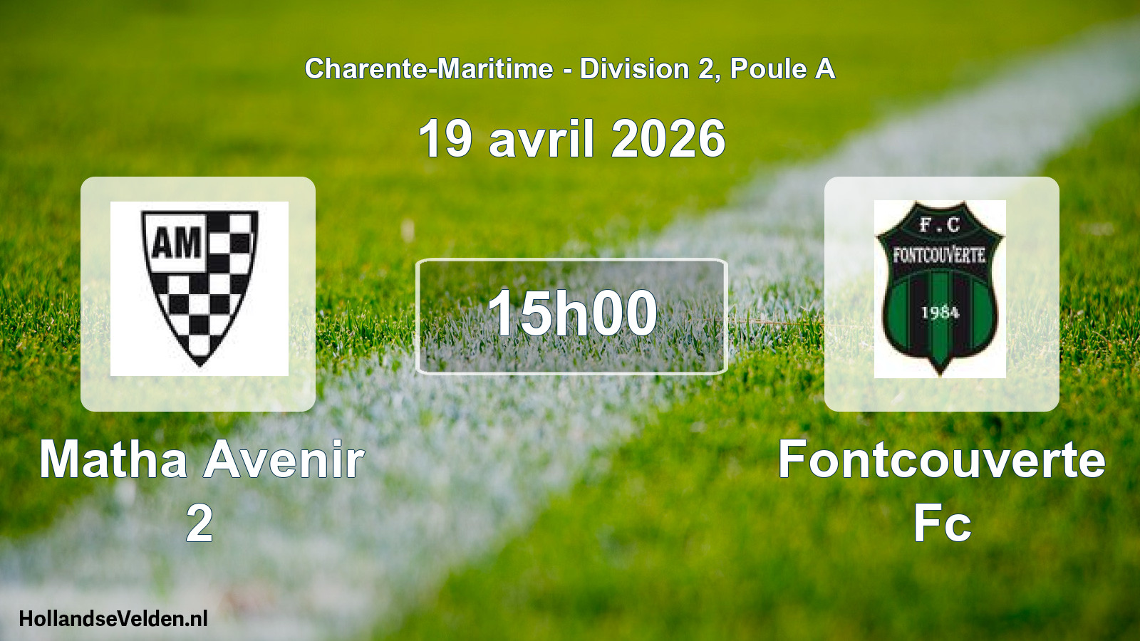 Geplande wedstrijd: Matha Avenir 2 - Fontcouverte Fc (19 avril 2026)