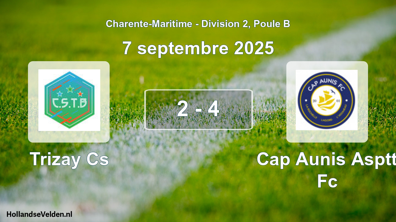 Gespeelde wedstrijd: Trizay Cs - Cap Aunis Asptt Fc 2 - 4 (7 septembre 2025)