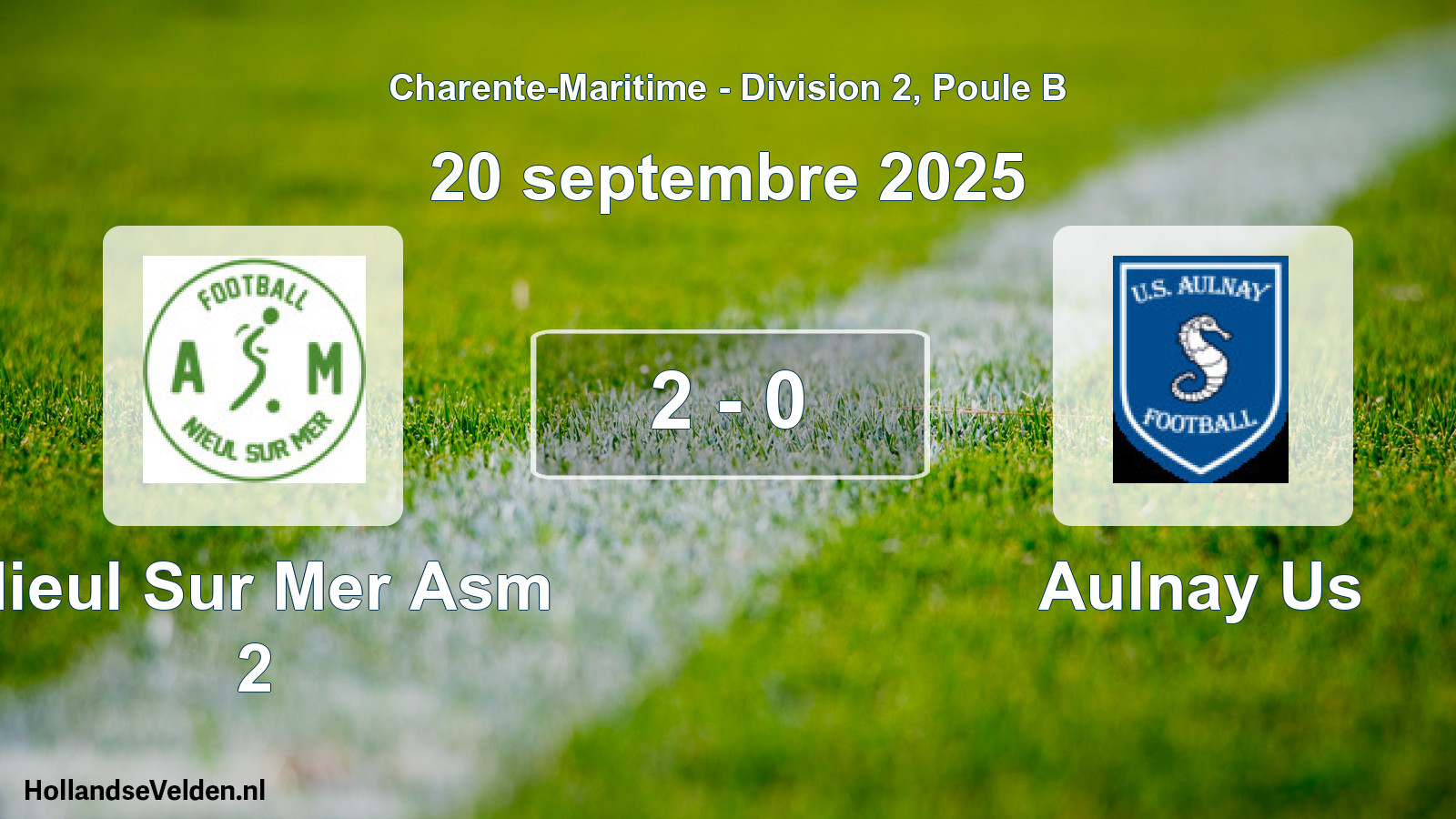Gespeelde wedstrijd: Nieul Sur Mer Asm 2 - Aulnay Us 2 - 0 (20 septembre 2025)