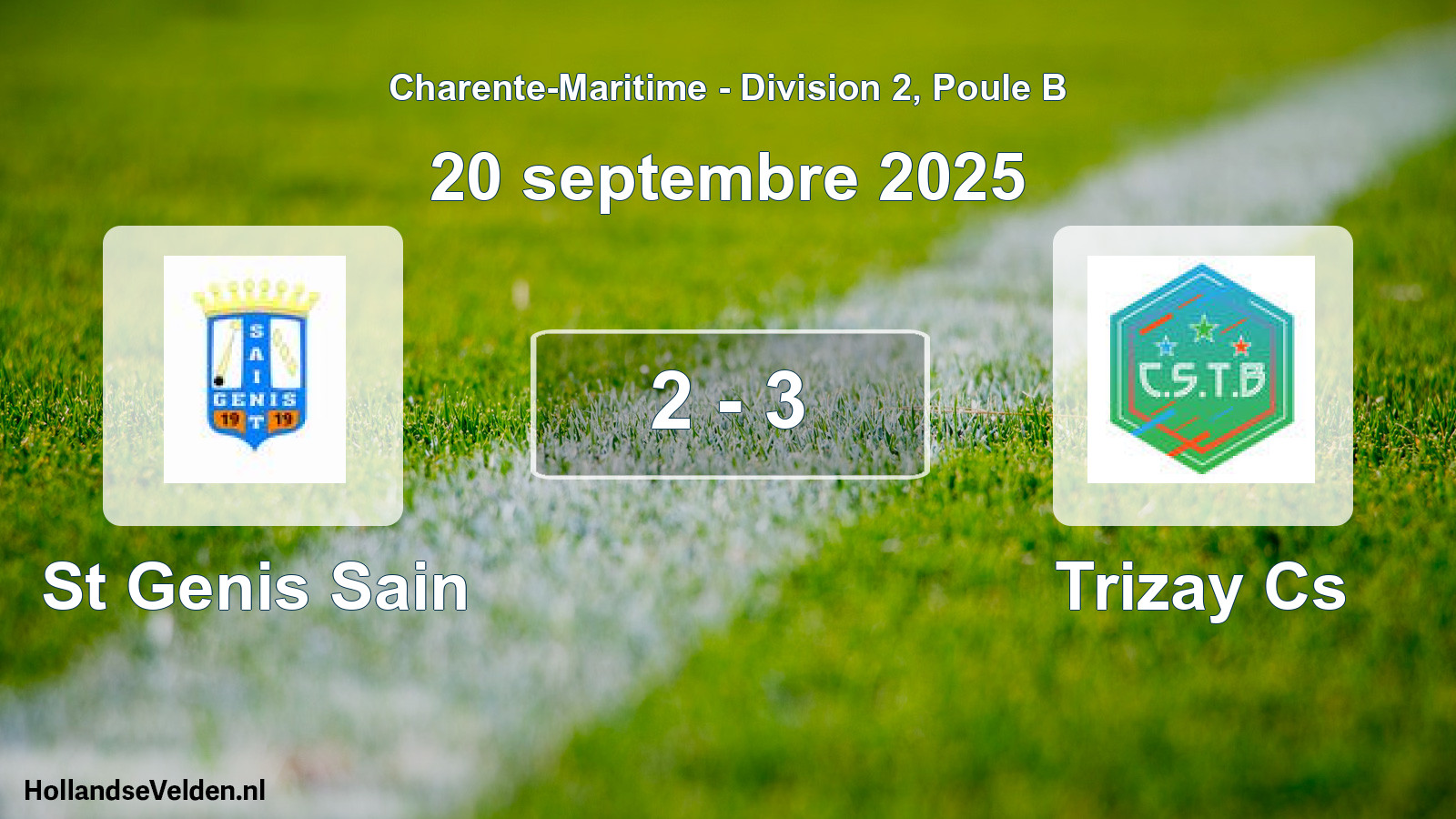 Total number of matches played: St Genis Sain - Trizay Cs 2 - 3 (20 September 2025)