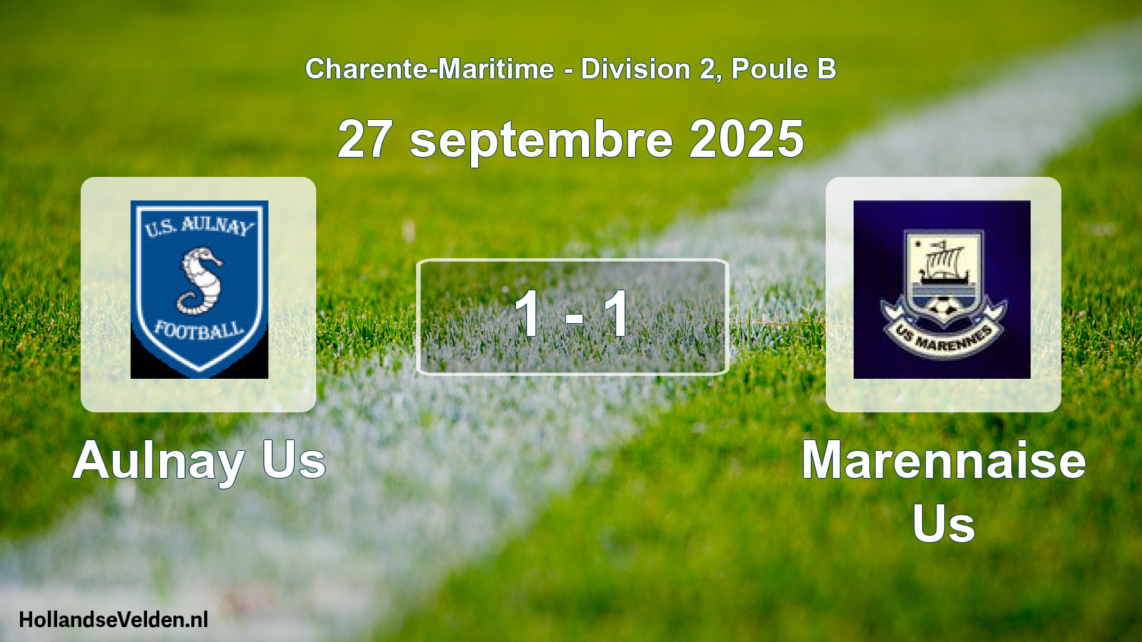Gespeelde wedstrijd: Aulnay Us - Marennaise Us 1 - 1 (27 septembre 2025)