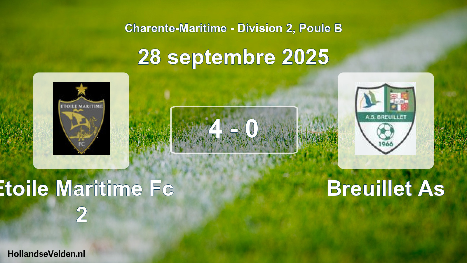 Gespeelde wedstrijd: Etoile Maritime Fc 2 - Breuillet As 4 - 0 (28 septembre 2025)