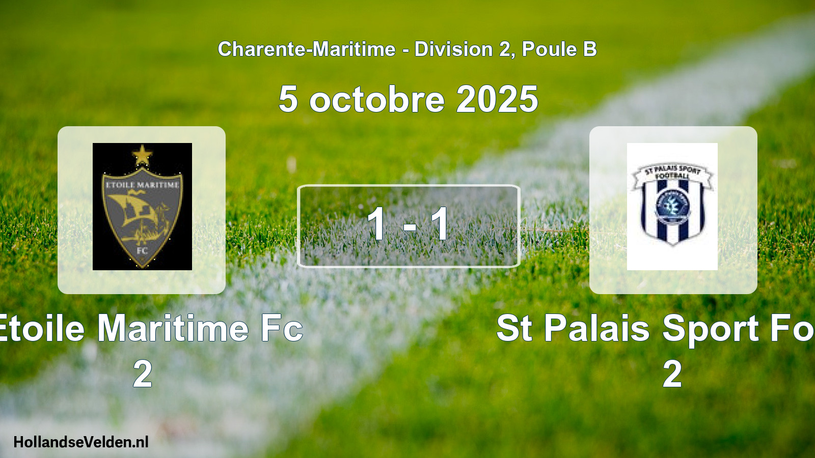 Total number of matches played: Etoile Maritime Fc 2 - St Palais Sport Foot 2 1 - 1 (5 October 2025)