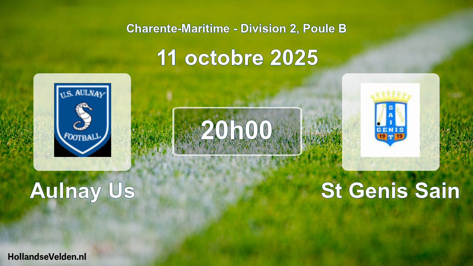 Geplande wedstrijd: Aulnay Us - St Genis Sain (11 octobre 2025)