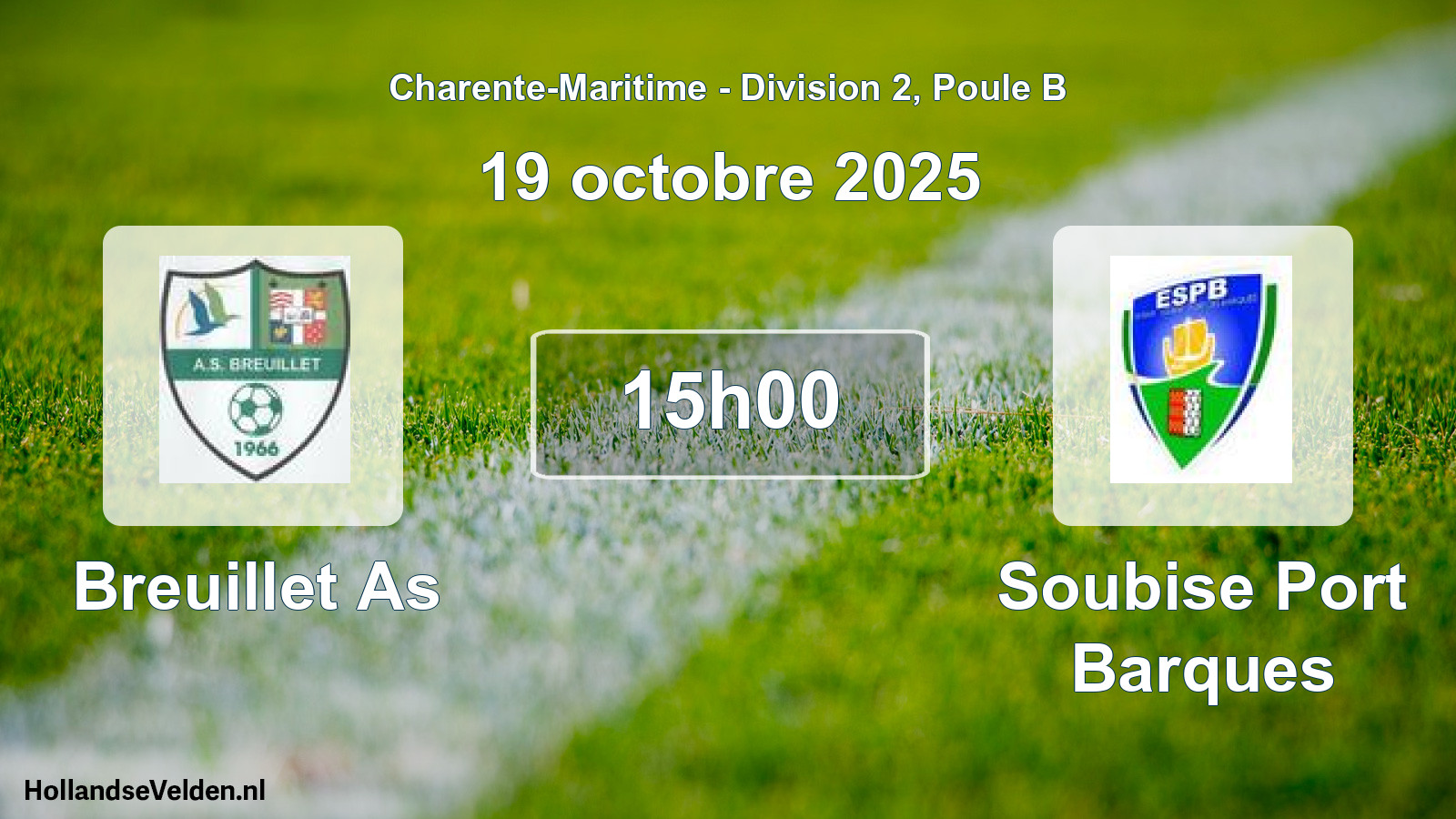 Geplande wedstrijd: Breuillet As - Soubise Port Barques (19 octobre 2025)