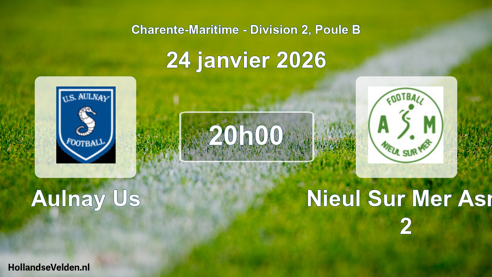Geplande wedstrijd: Aulnay Us - Nieul Sur Mer Asm 2 (24 janvier 2026)