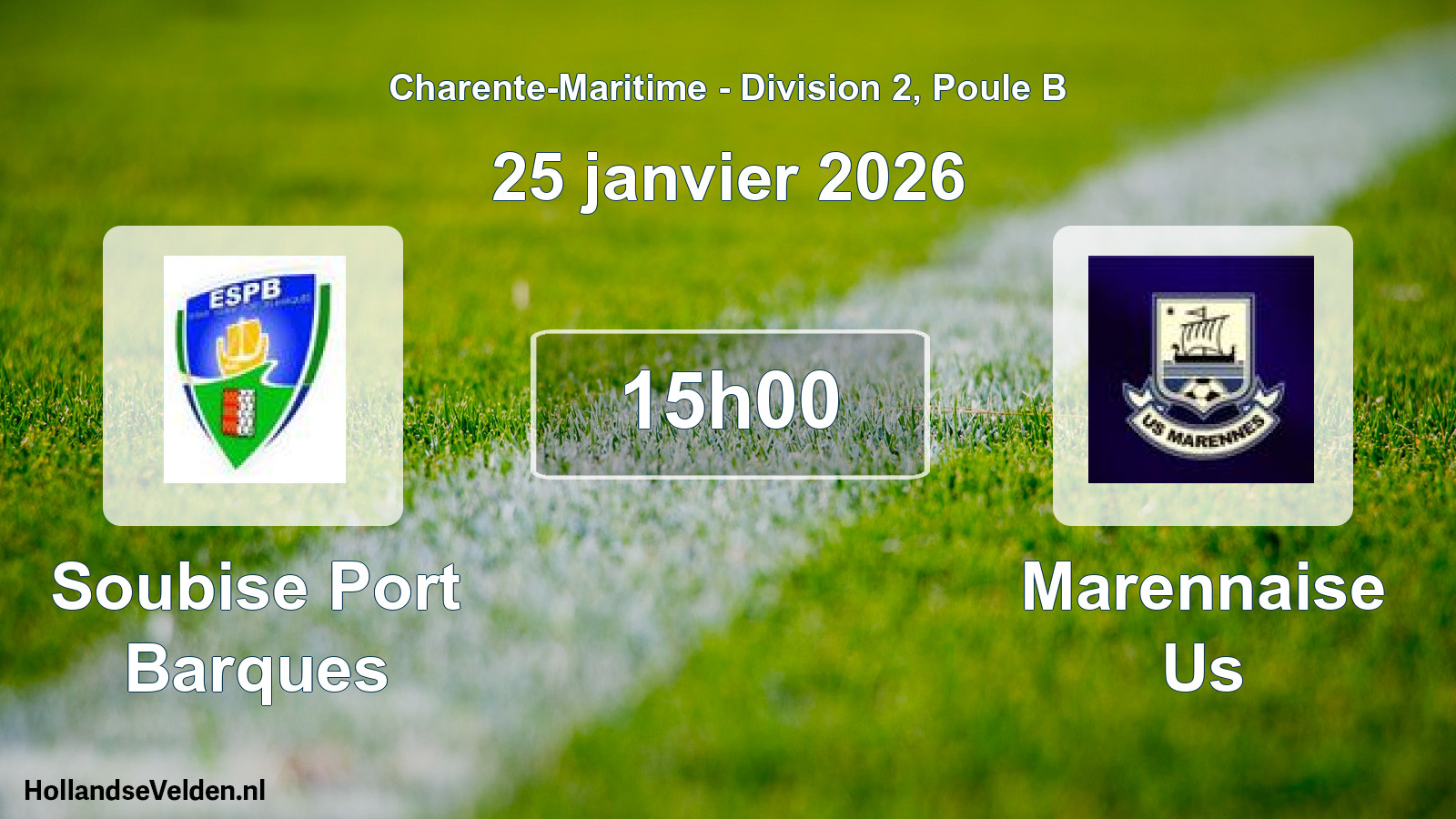 Geplande wedstrijd: Soubise Port Barques - Marennaise Us (25 janvier 2026)