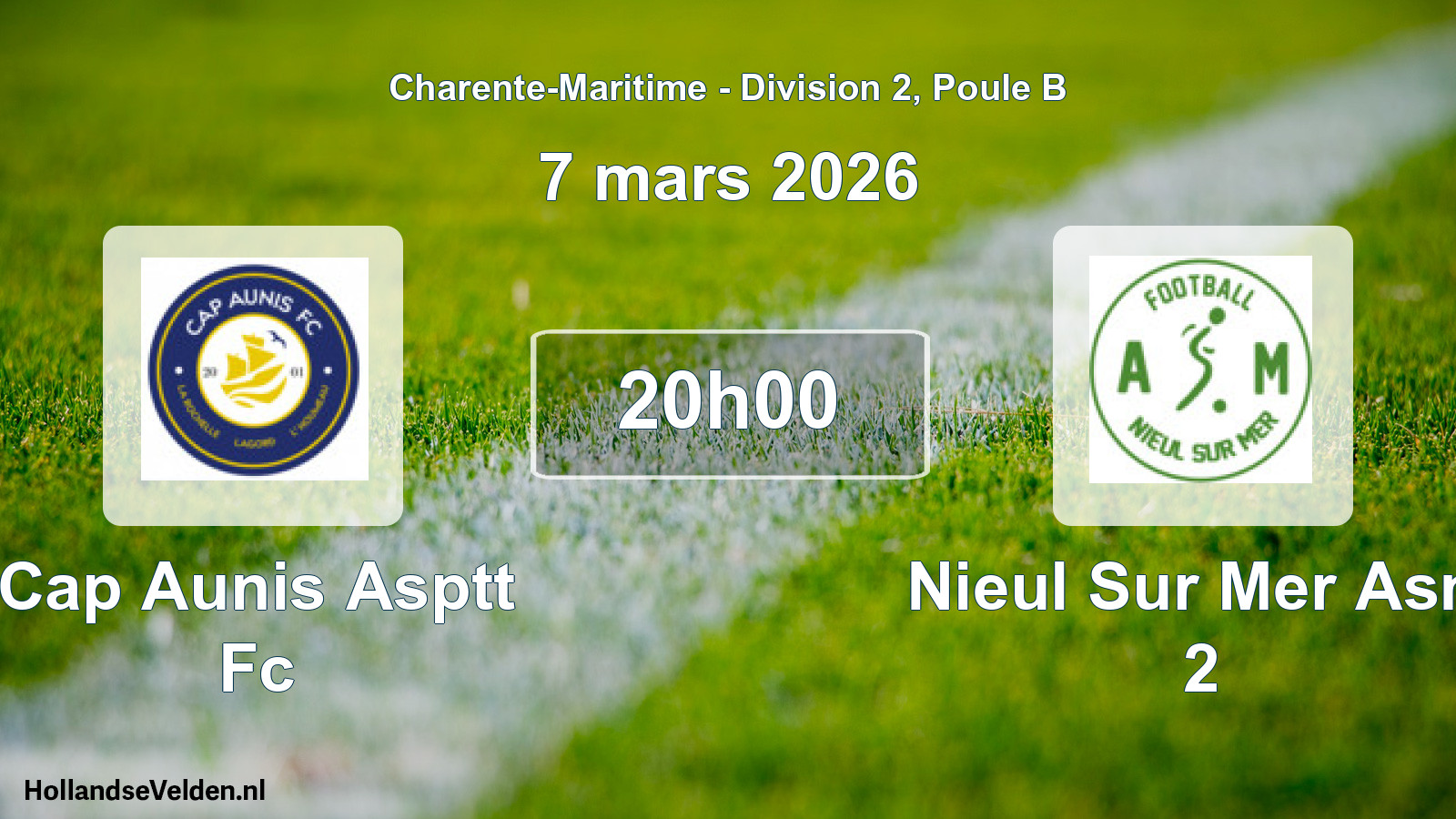 Geplande wedstrijd: Cap Aunis Asptt Fc - Nieul Sur Mer Asm 2 (7 mars 2026)