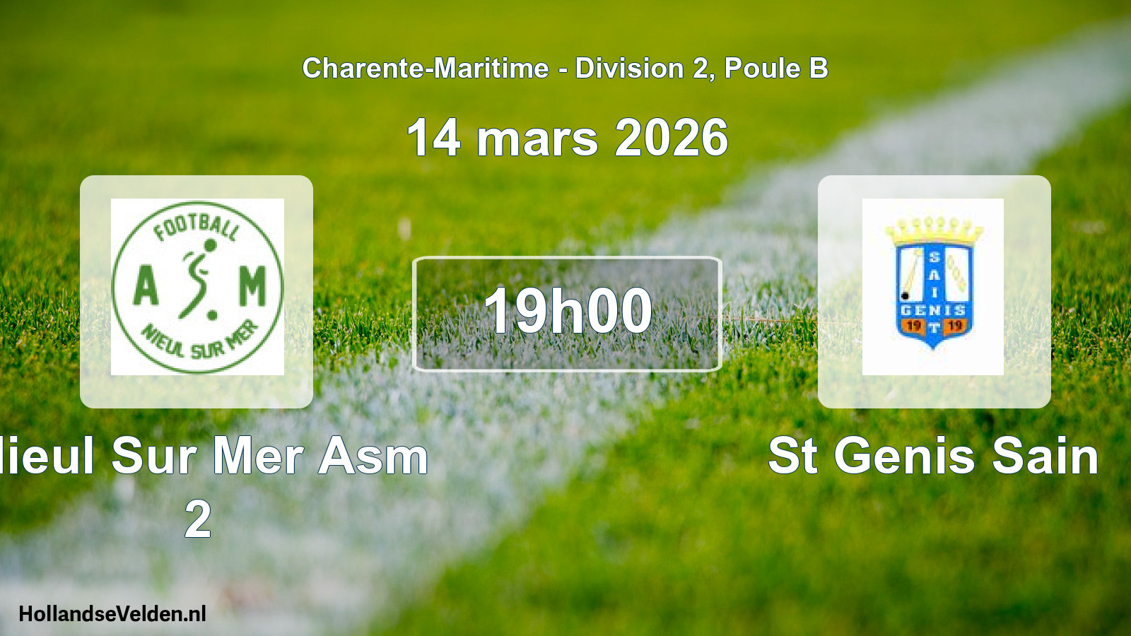 Geplande wedstrijd: Nieul Sur Mer Asm 2 - St Genis Sain (14 maart 2026)