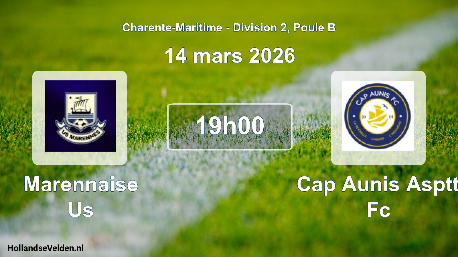 Geplande wedstrijd: Marennaise Us - Cap Aunis Asptt Fc (14 mars 2026)