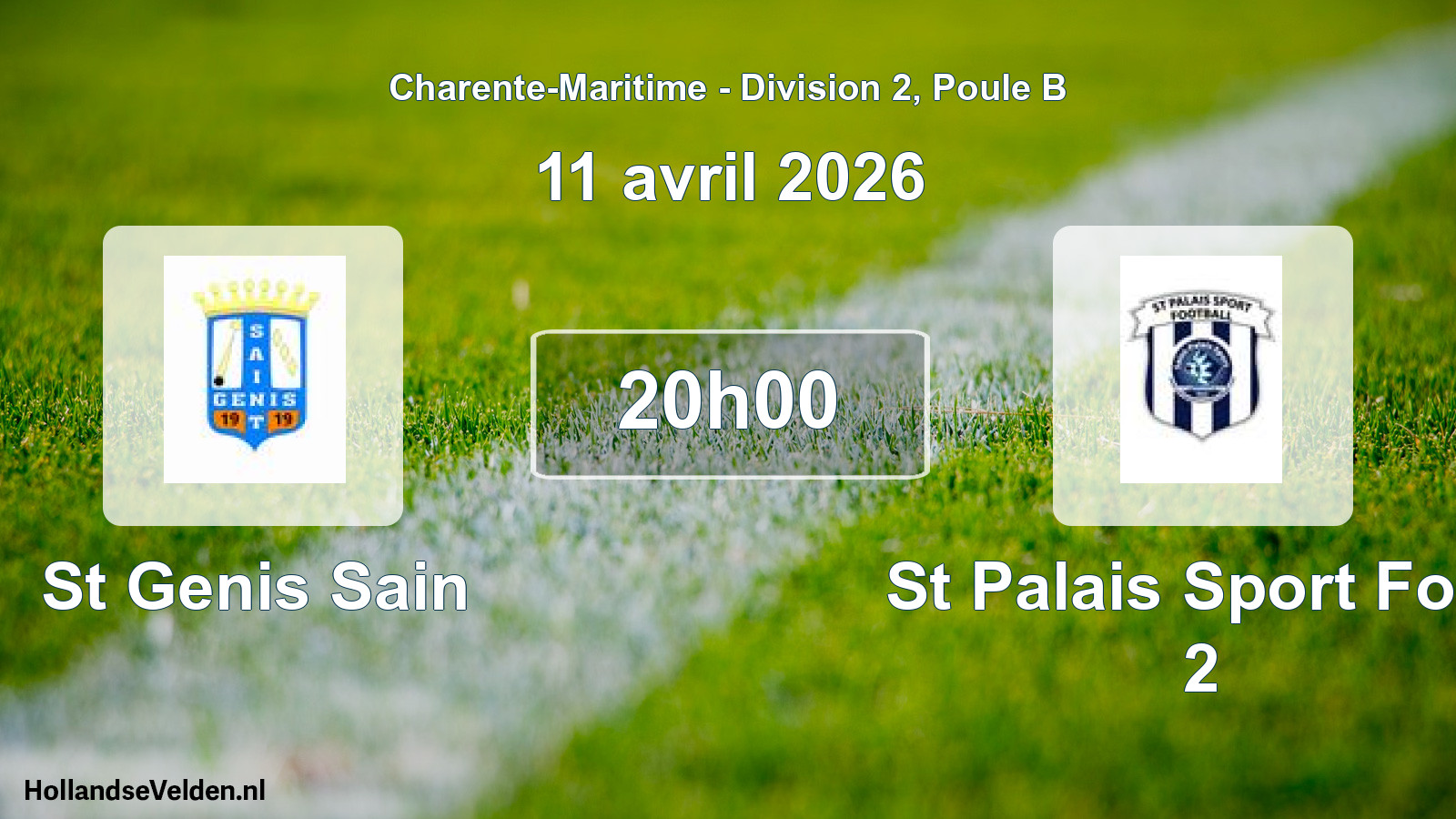 Geplande wedstrijd: St Genis Sain - St Palais Sport Foot 2 (11 avril 2026)