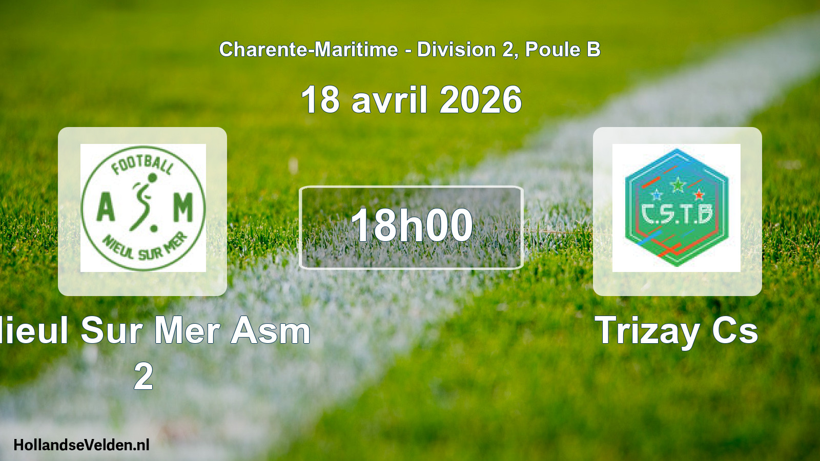 Geplande wedstrijd: Nieul Sur Mer Asm 2 - Trizay Cs (18 avril 2026)