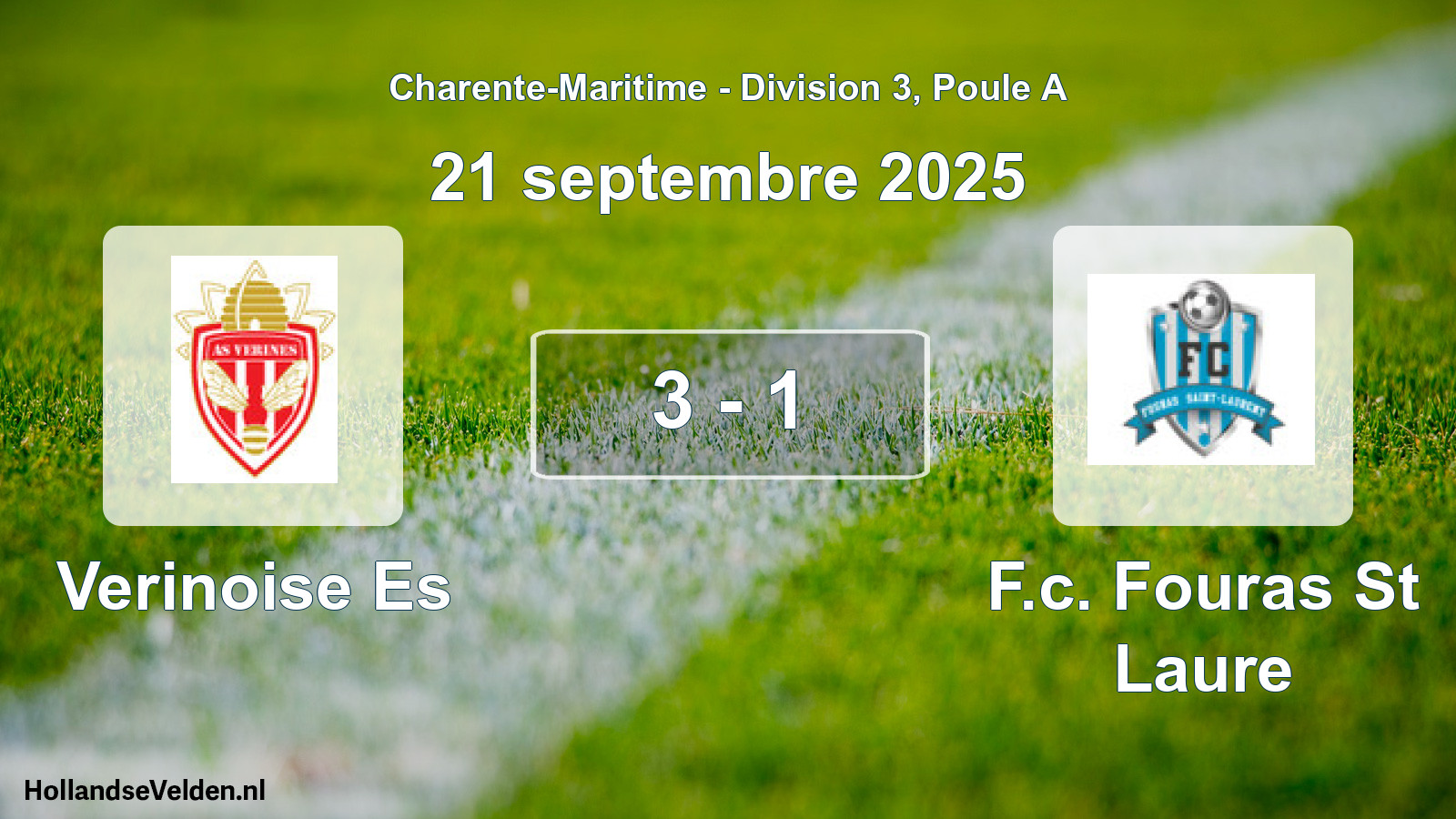 Gespeelde wedstrijd: Verinoise Es - F.c. Fouras St Laure 3 - 1 (21 septembre 2025)