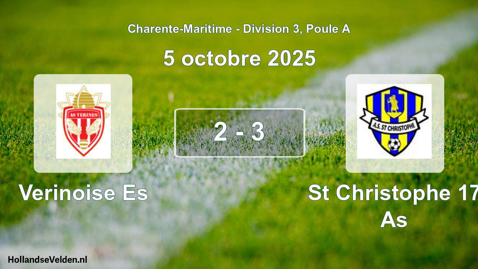 Gespeelde wedstrijd: Verinoise Es - St Christophe 17 As 2 - 3 (5 octobre 2025)